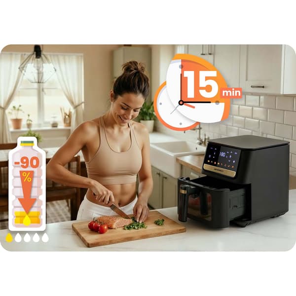 Airfryer, 6,5L, 1700W, Touchskærm, Sort