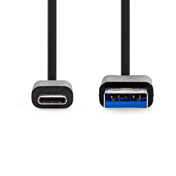 USB kaapeli | USB 3.2 Gen 1 | USB-A Uros | USB-C™ Uros | 15 W | 5 Gbps | Niklattu | 1.00 m | Pyöreä | PVC | Musta | Label