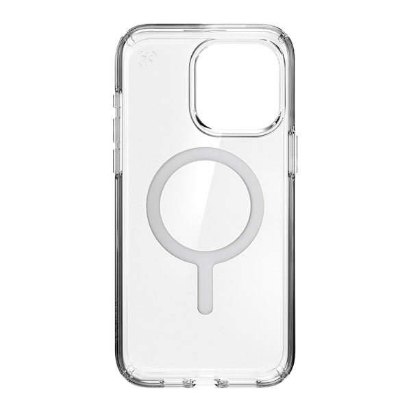 Speck Presidio Perfect-Clear MagSafe - Etui til iPhone 15 Pro Max (Klar / Chrome Finish / Serene Silver)