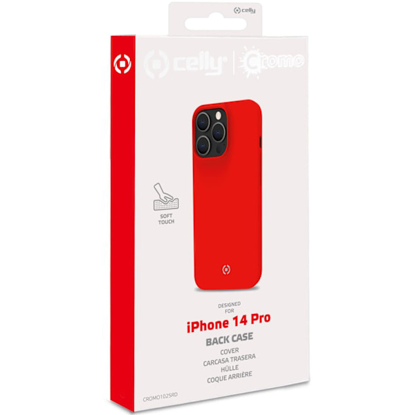 Cromo pehmeä kumikotelo iPhone 14 Pro Red