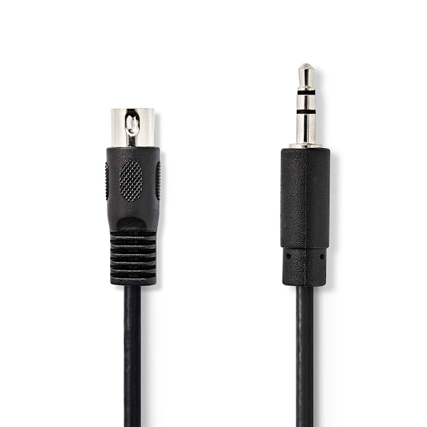 DIN Audiokaapeli | DIN 5-Pin uros | 3.5 mm uros | Niklattu | 2.00 m | Pyöreä | PVC | Musta | Label