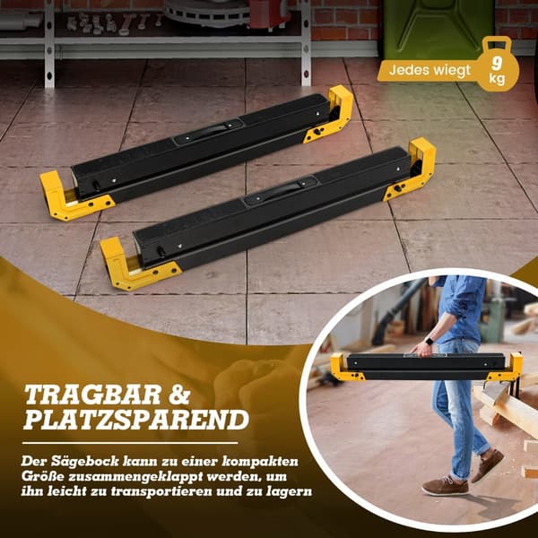 Justerbar savbukkepar, 1180 kg kapacitet, foldbar