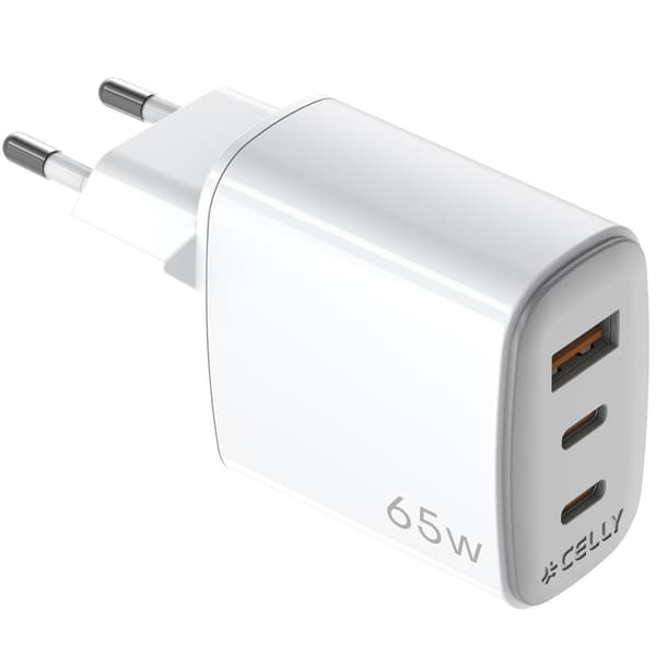 USB-laddare GaN 1 x USB-A + 2 x USB-C PD 65W