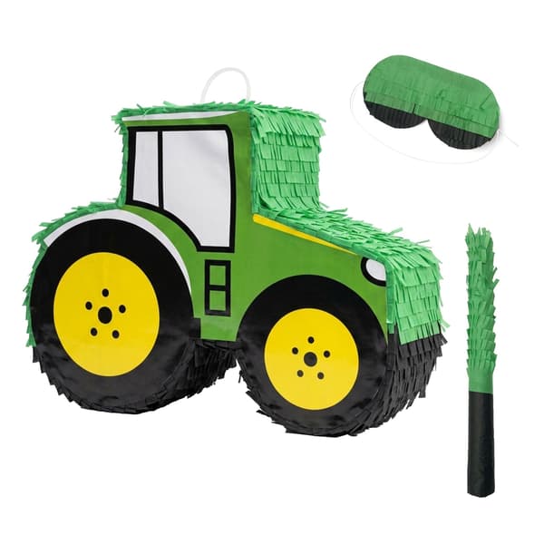 Traktor Piñata Sæt med Pind & Maske – Grøn