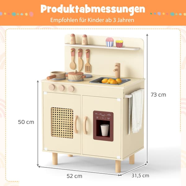 Trælegekøkken med opbevaring, lys og lyd