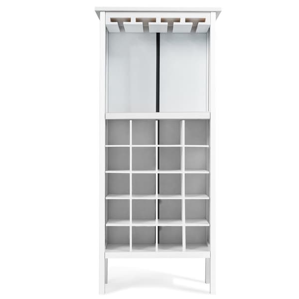 Vinställ i trä för 20 flaskor med glashängare 42 x 24,5 x 96 cm vit