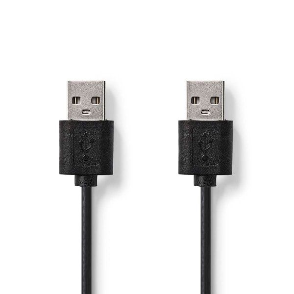 USB kaapeli | USB 2.0 | USB-A Uros | USB-A Uros | 480 Mbps | Niklattu | 2.00 m | Pyöreä | PVC | Musta | Label