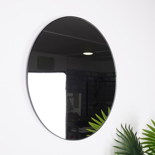 Elegant Rund Väggspegel med Svart Metallram