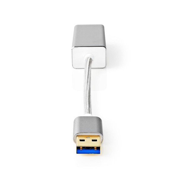 USB-verkkosovitin | USB 3.2 Gen 1 | 1 Gbps | USB-A Uros | RJ45 Naaras | 0.20 m | Pyöreä | Kullattu | Puhdas kupari | Hopea | Laatikko kannella ja ikku
