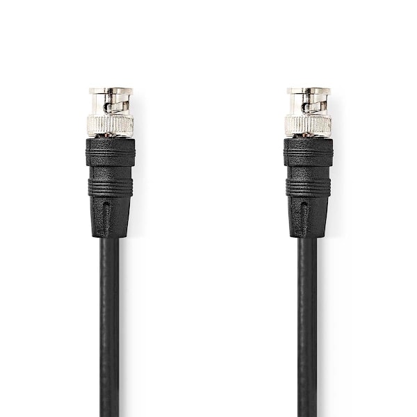 BNC videokabel | BNC Han | BNC Han | Nikkelplateret | 75 Ohm | 1.00 m | Runde | PVC | Sort | Label
