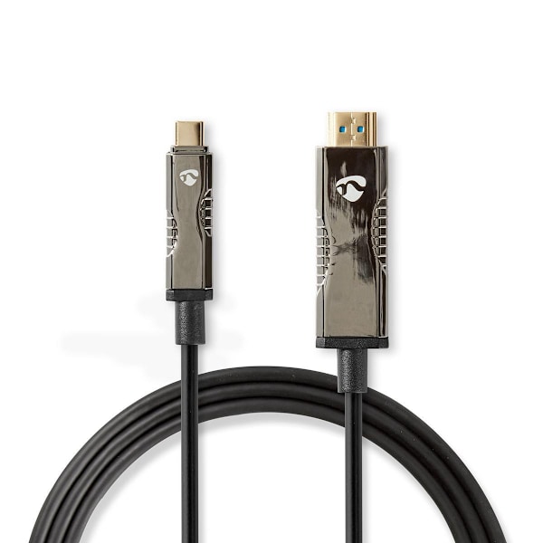 Aktiv optisk (AOC) USB kabel | USB-C™ Hane | HDMI™ Kontakt | 18 Gbps | 20.0 m | Rund | PVC | Svart | Presentbox