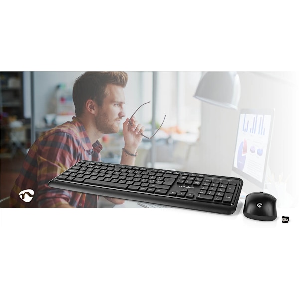 Mus och tangentbord | Trådlös | Mus- och tangentbordanslutning: USB | 800 / 1200 / 1600 dpi | Justerbar DPI | QWERTY | ND Layout
