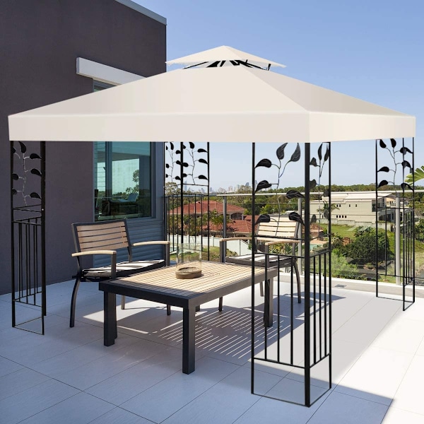 Udskiftning topdæksel 300 x 300 cm terrasse baldakin til dobbelt-etagers havepavillon beige