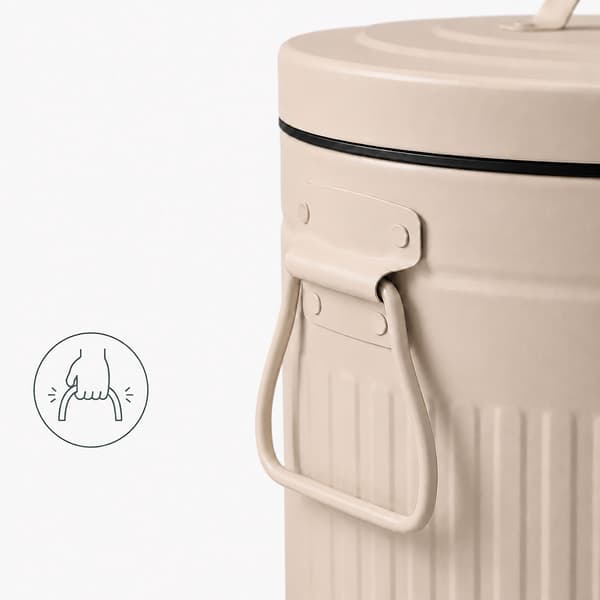 12L beige retro pedalbin med mjukstängande lock