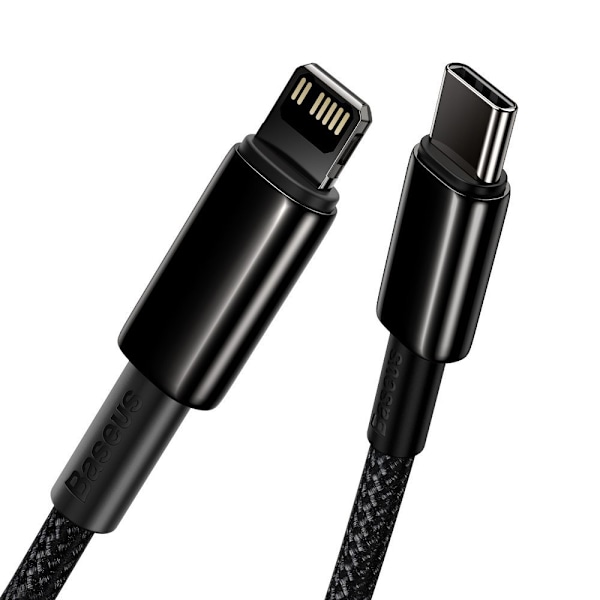 Kabel til iPhone USB-C - Lynhurtig opladning 20W 1m - helt sort