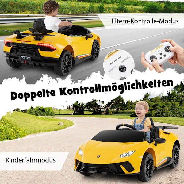 Barnelbil Lamborghini 12V barnbil el med fjärrkontroll gul