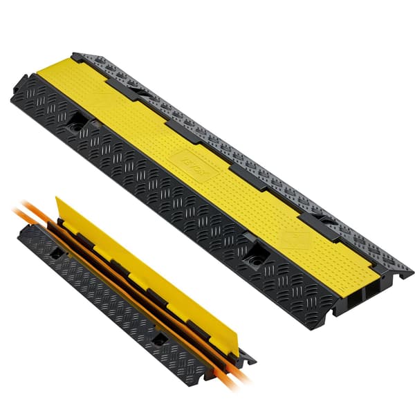 Kabelskyddsramp, 2-kanalig, 22 000 lb, fällbar topp