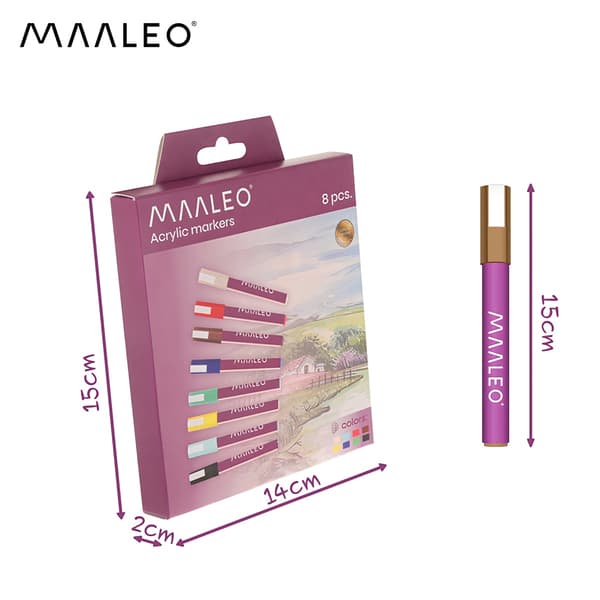 Akrylmalingstusser, 8 vandfaste farver, 8 ml hver