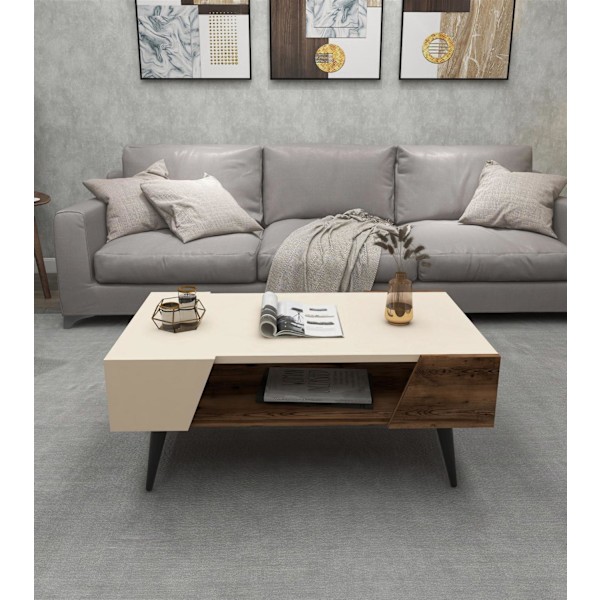 Soffbord Aren - Beige, Ljus Valnöt
