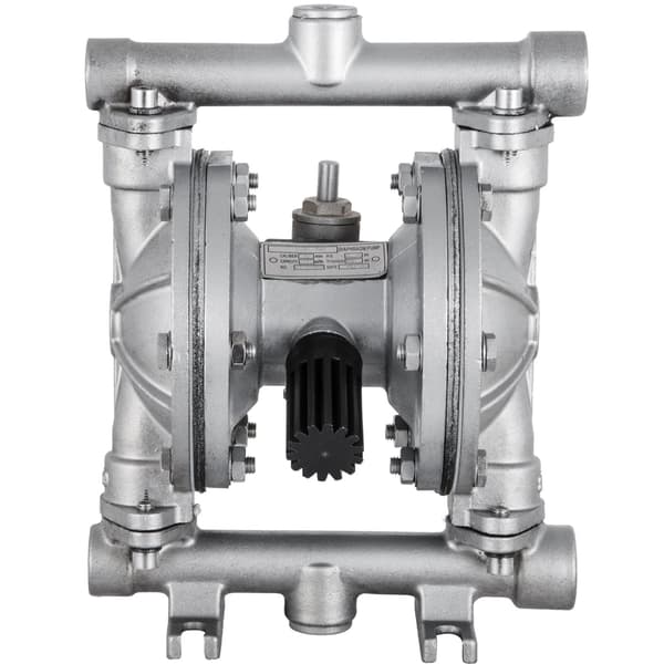 Luftdriven dubbelmembranpump, rostfritt stål, PTFE, 3 GPM