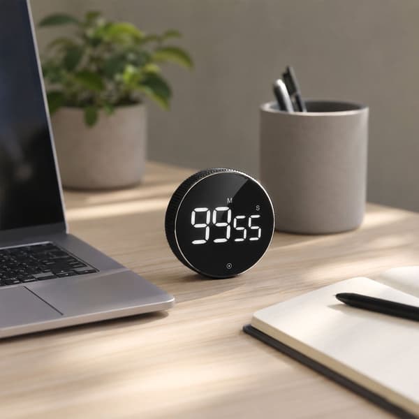 Digital køkkenur, LED-display, sort, magnetisk