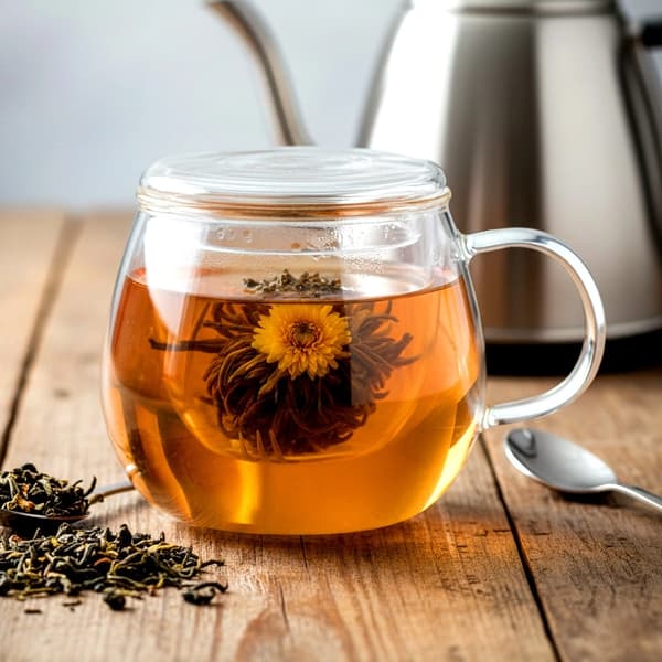 Glaskrus med teinfuser og låg, 400 ml