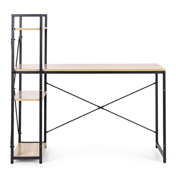 Computerbord med hylder, 120x60 cm MDF, loftsstil