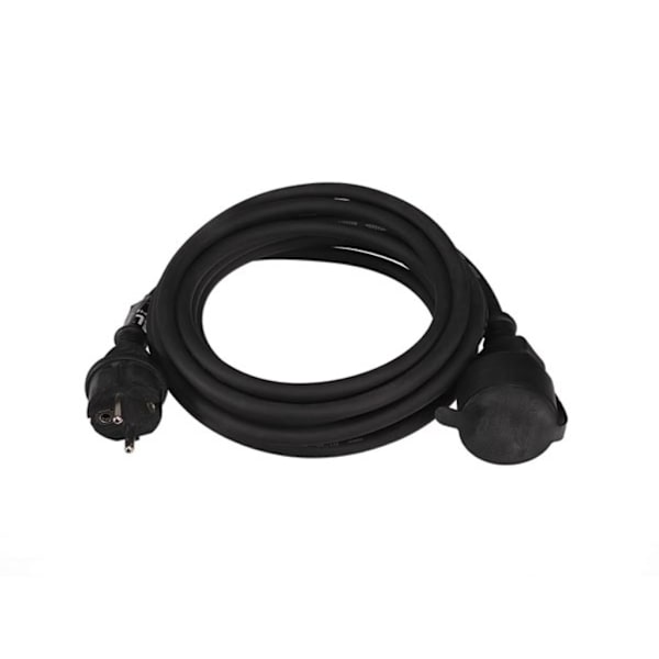 Gummi forlængerkabel - 5 M - Sort - 3G1.5 - Fransk fatning