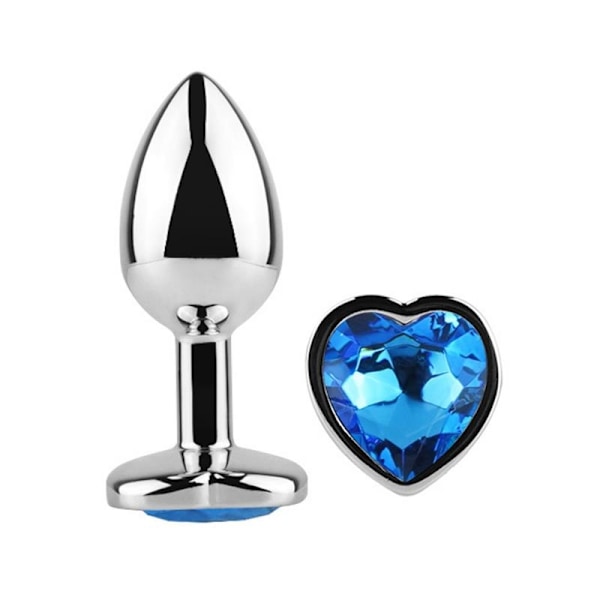 Hjärtformad Butt Plug Blue Sapphire storlek L