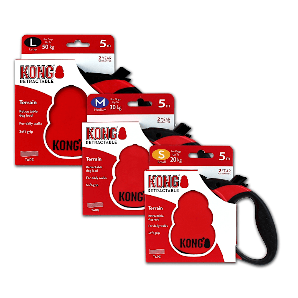 KONG infällbart koppel Terrängröd S (5m/20kg)