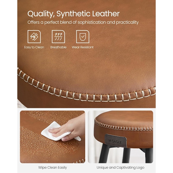 Eleganta barstolar i konstläder - Set med 2, Caramel Brown