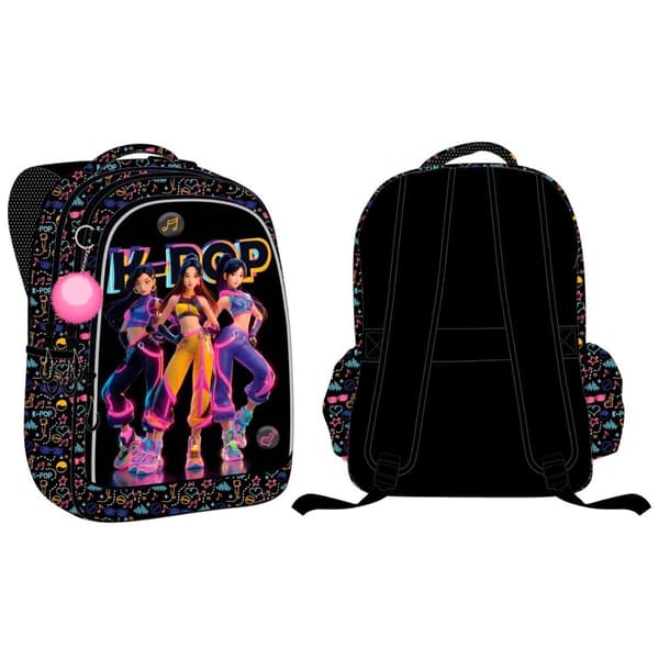 KPop-reppu pompon-avaimenperä + metalliset nastat 43cm