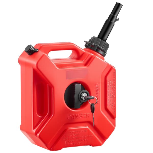 5L bensindunk med pip och låsbart fäste, röd