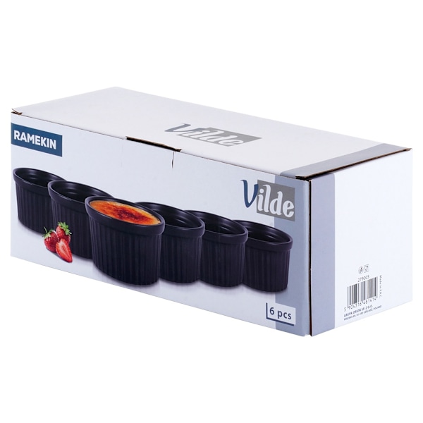 Keramiske bageskåle sorte 260 ml 6 stk.