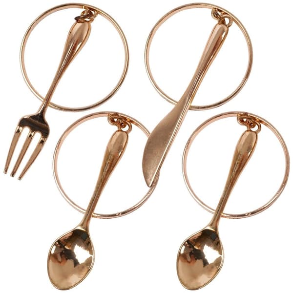 Set med 4 eleganta servettringar i guld, lyxig dukning