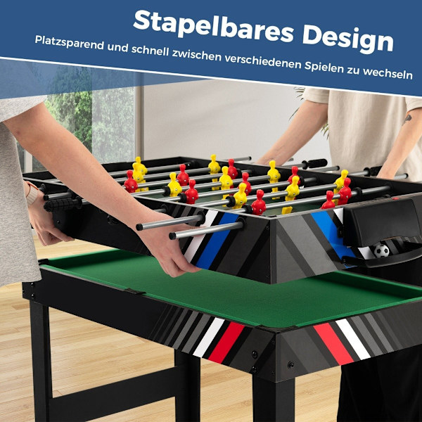 4 in 1 -monipelipöytä, jossa on pöytäjalkapallo, biljardi, ilmakiekko ja pöytätennis arcade-pelisetti