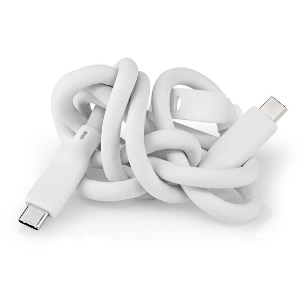 USB-kabel | USB 3.2 Gen 2 | USB-C™ Han | USB-C™ Han | 240 W | 8K@30Hz | 20 Gbps | Nikkelplateret | 1.00 m | Runde | Silikone | Hvid | Box