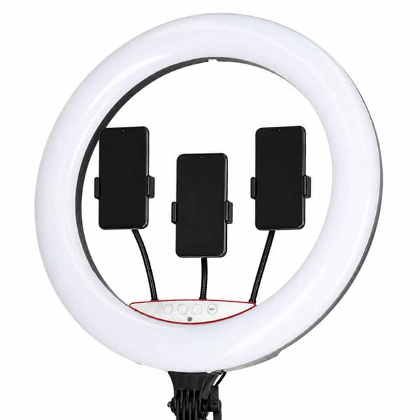 RGB LED-ringlys til selfies og videoer med stativ, 45 cm