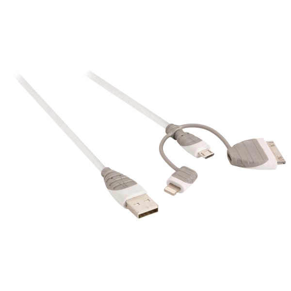 3-in-1 Synkronointi- ja Latauskaapeli USB A Uros - Micro B-Uros 1.00 m Valkoinen