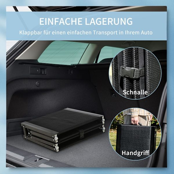 Lemmikkiramppi, Taittuva Alumiininen Koiranramppi, Liukumaton, Autoille, Kuorma-Autoille, Maastoautoille, 40Kg Asti, Takaluiska