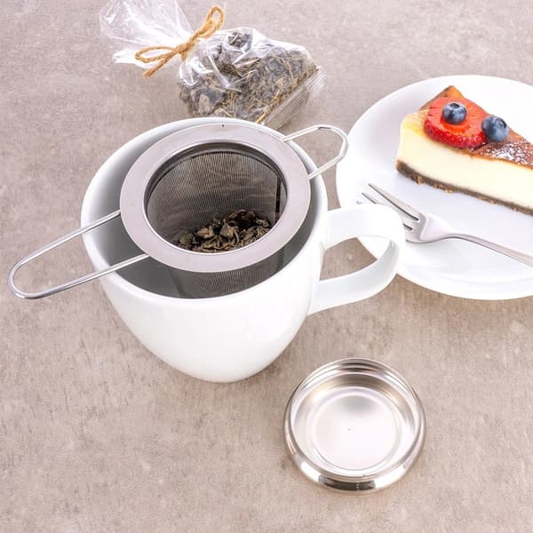 Te-infuser i rustfrit stål med låg, 7,5 cm