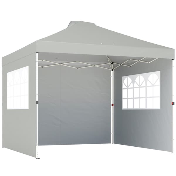 Pop-up-paviljonki, UV50+ vedenpitävä, 3 sivuseinää, vaaleanharmaa