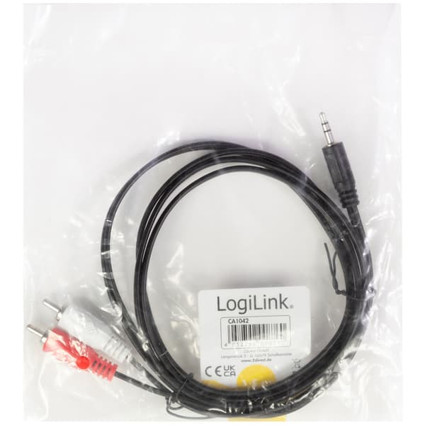 3,5 mm til 2x RCA-lydkabel, 1,5 m, sort
