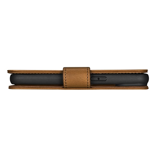 2-i-1 läder Flip Cover iPhone 14 Anti-RFID oljevax plånboksfodral ljusbrunt