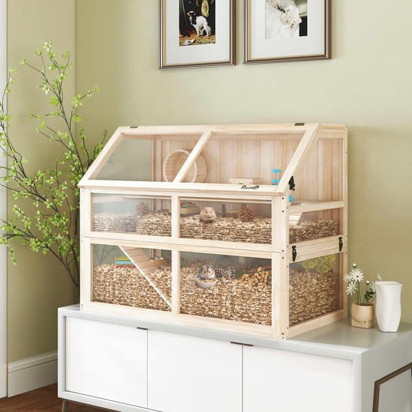 Hamsterbur i træ, 3 niveauer, 95x53x76 cm