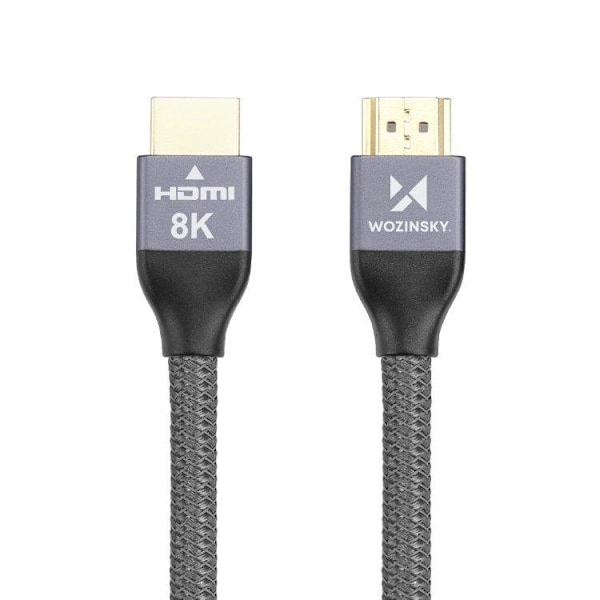 Stærkt holdbart HDMI 2.1 8K/4K/2K flettet kabel 2m - sølv