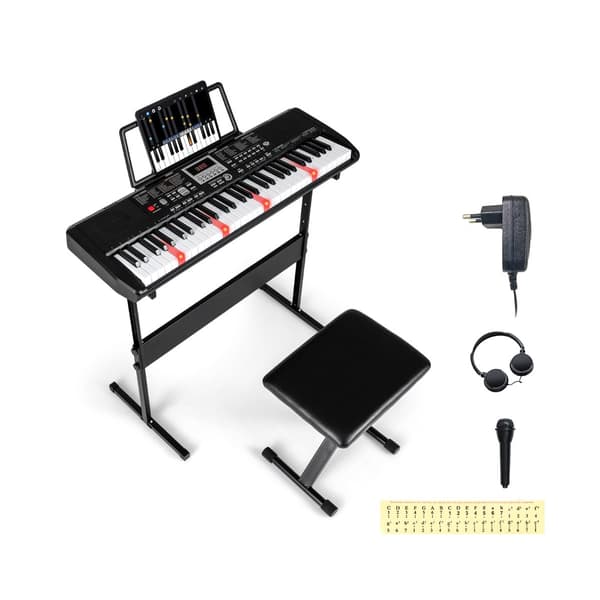 Elektroniskt keyboardset med 61 tangenter och justerbart stativ