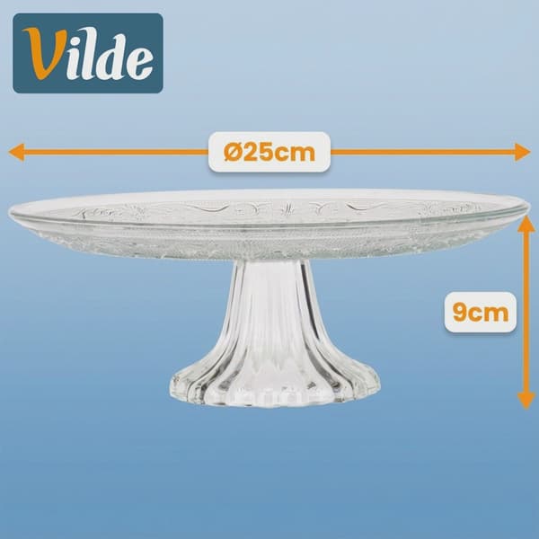 Glaskagefad, 25 cm diameter, piedestalfod