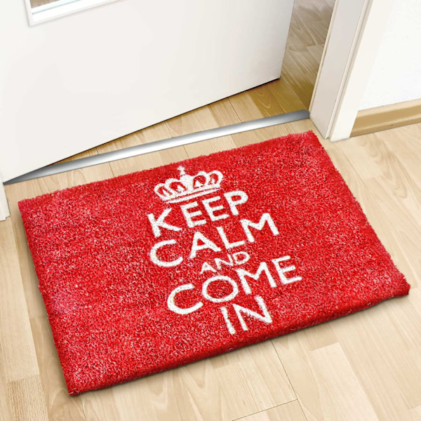 Dörrmatta ”Keep calm and come in” röd