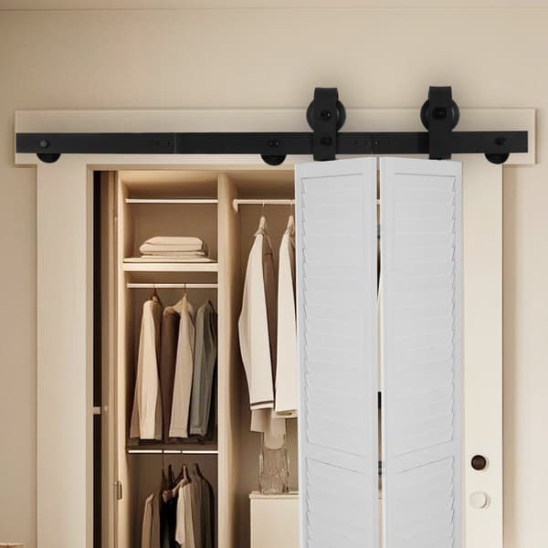 Vikbar ladugårdsdörrsskena, 91 cm toppmonterad